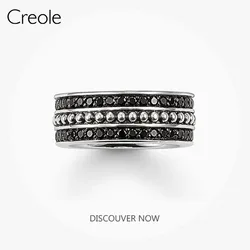The Eternity Ring Black Pave,2019 Brand New 925 Sterling Silver Rebel Street Fashion Jewelry Vintage Gift For Women