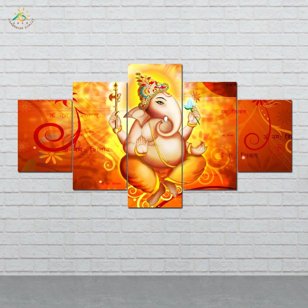 

Elephants Godness Lord Wall Art Canvas Painting Posters and Prints Decorative Picture Decoration Home For Living Room 5 PIECES