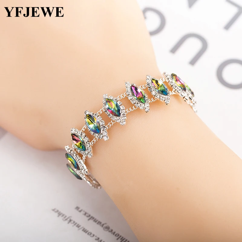 YFJEWE Crystal Horse Eye  Bridal Bracelets for Women Wholesale Wedding Jewelry Bracelets Bangle Fashion Accessory B218