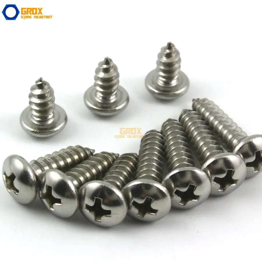 

200 Pieces M2.6*16mm 316 Stainless Steel Phillips Pan Head Self Tapping Screw Marine Grade