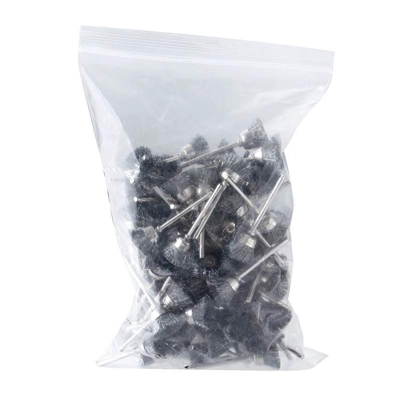 Cepillo abrasivo de copa de alambre de acero inoxidable, herramienta rotativa compatible con herramienta de pulido Dremel, vástago de 100 pulgadas, 1/8 Uds.
