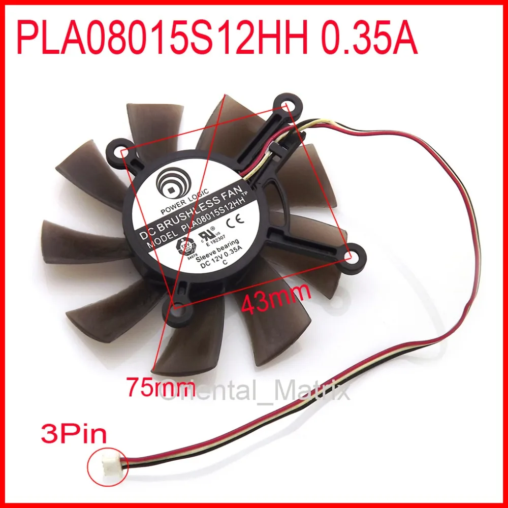 

Free Shipping New PLA08015S12HH 12V 0.35A 3Pin 75mm For ASUS Graphics / Video Card Cooler Cooling Fan