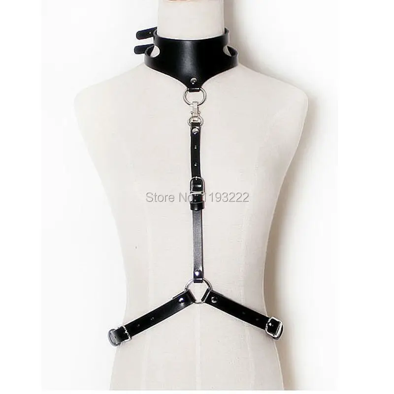 100% Handmade Punk Choker Collar Leather Women Harness Caged Cut out Caged Belt Waist Straps