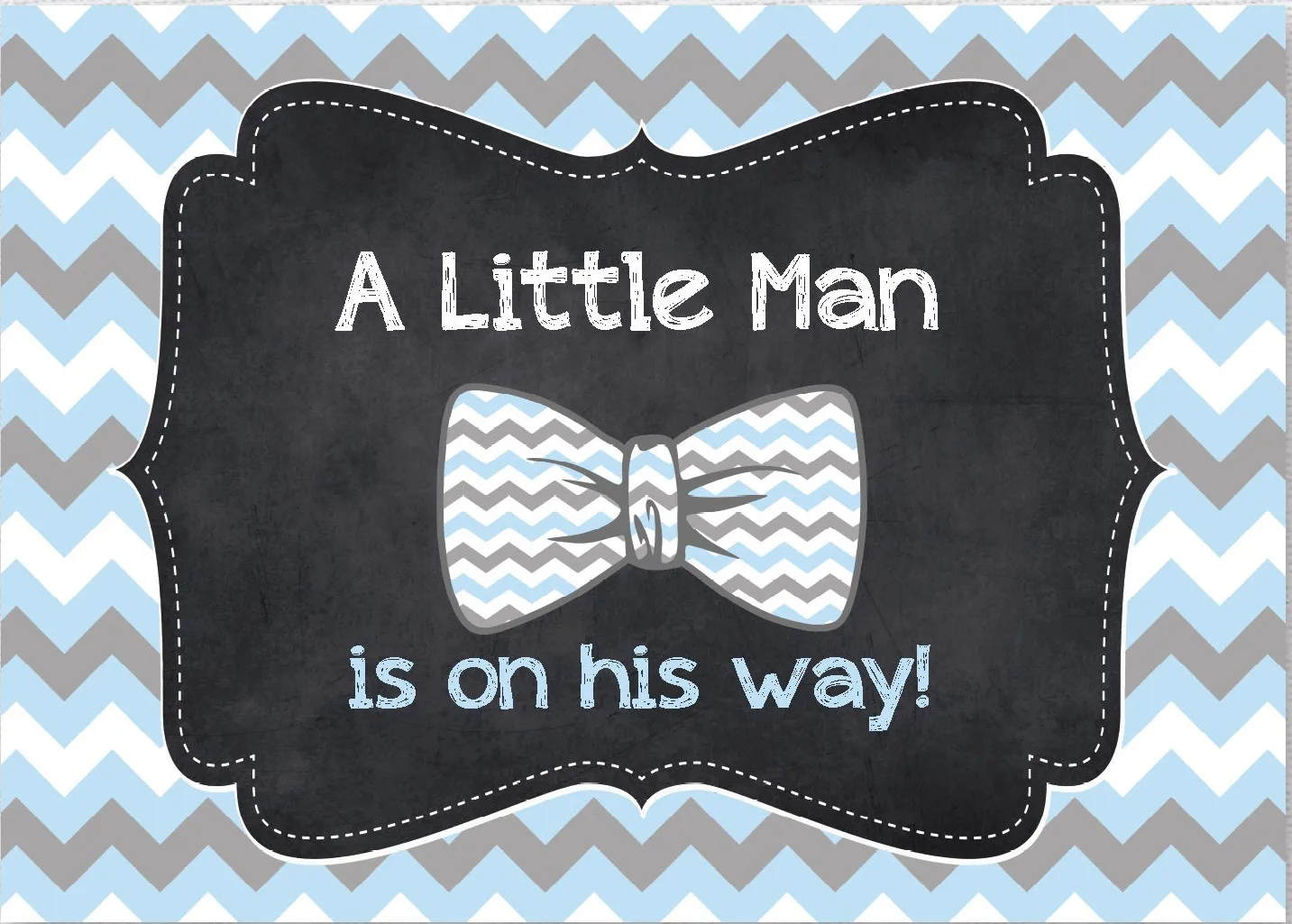 custom little man bow tie mustache blue gray chalkboard blackboard chevron background Computer print party backdrops