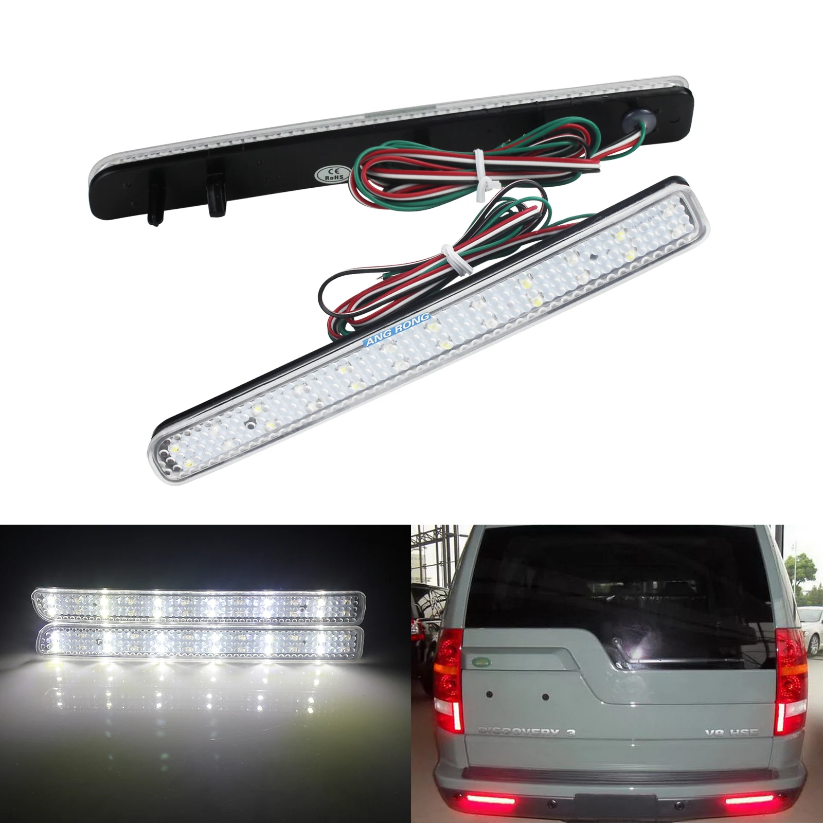 ANGRONG 24 SMD 1 Pair 2X LED Rear Bumper Reflector Stop Brake Fog Light Lamps For Land Rover Discovery LR3 LR4 12V