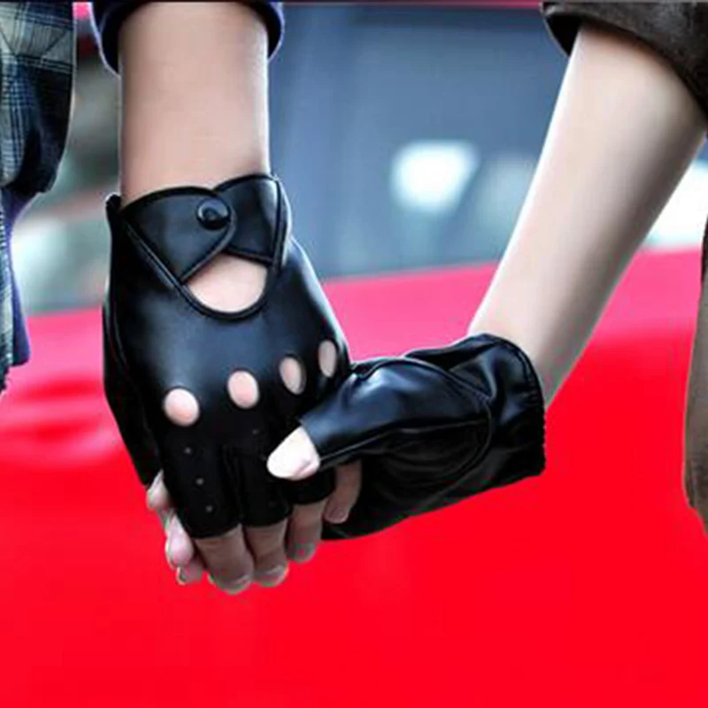 2017 Hot Sale Driver Night Club Couples gloves Gothic Punk Rock Show PU Leather Half finger Fitness gloves G207