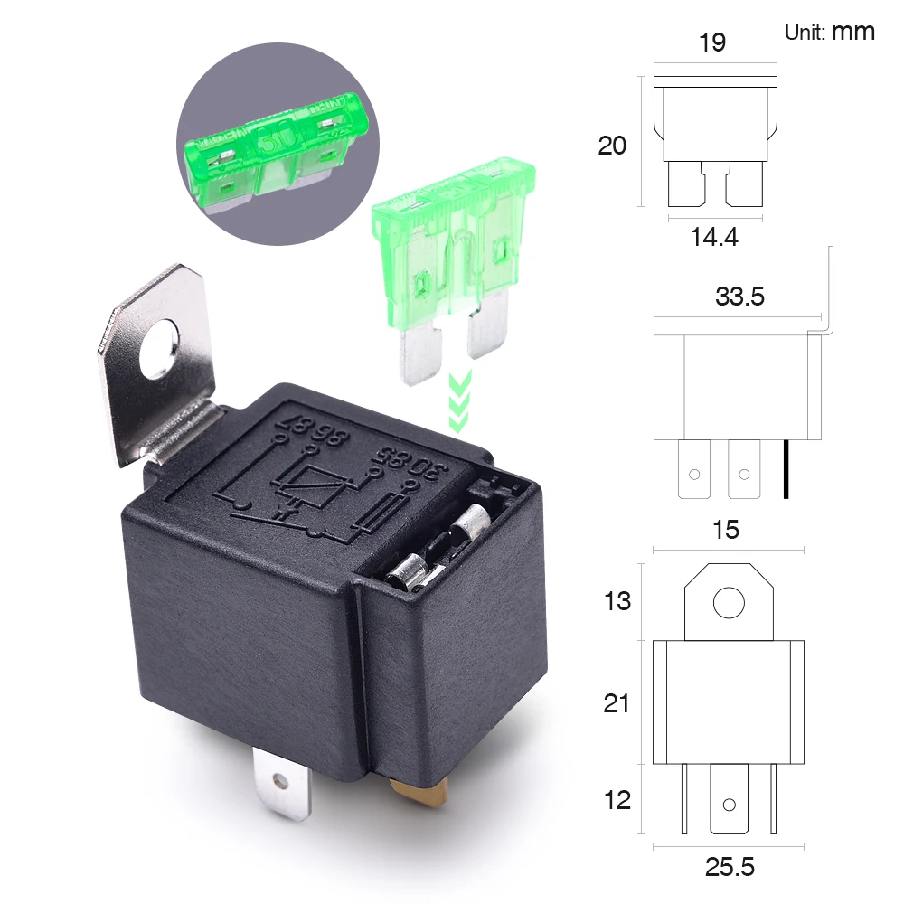 MICTUNING 6PCS 12V 4pin 30A Waterproof Fuse Relay Switch Harness Set DC SPST Automotive Auto Relay With Relay Socket Relays Kit