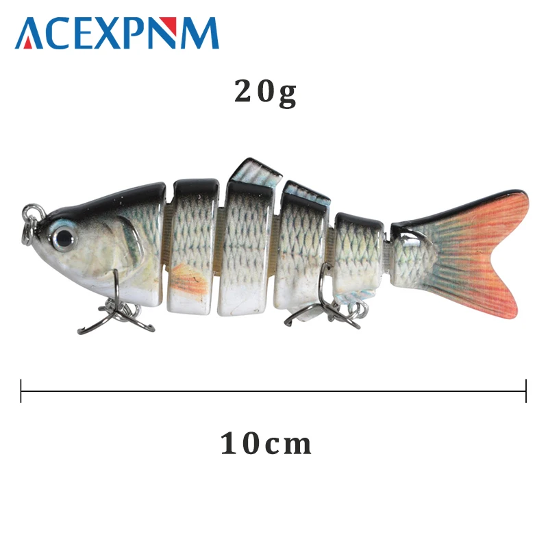 2019 New Hard Fishing Lure 10cm 20g 3D Eyes 6-Segment Lifelike Fishing Hard Lure Crankbait With 2 Hook Fishing Baits