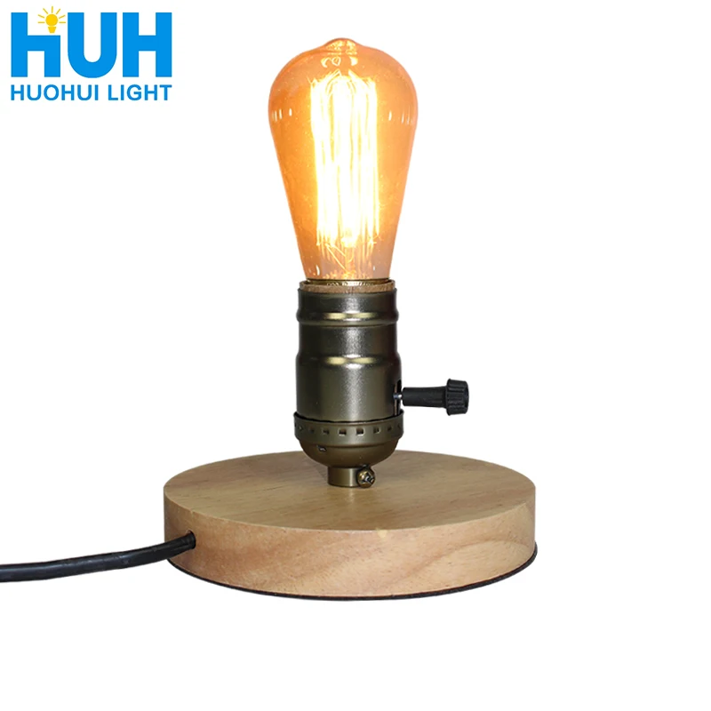 Wooden Aluminum Table Lamp  Retro Loft Desk Edison Bulb 110V/220V  Night Light Office lamp Bedroom/Living Room/Cafe Lam