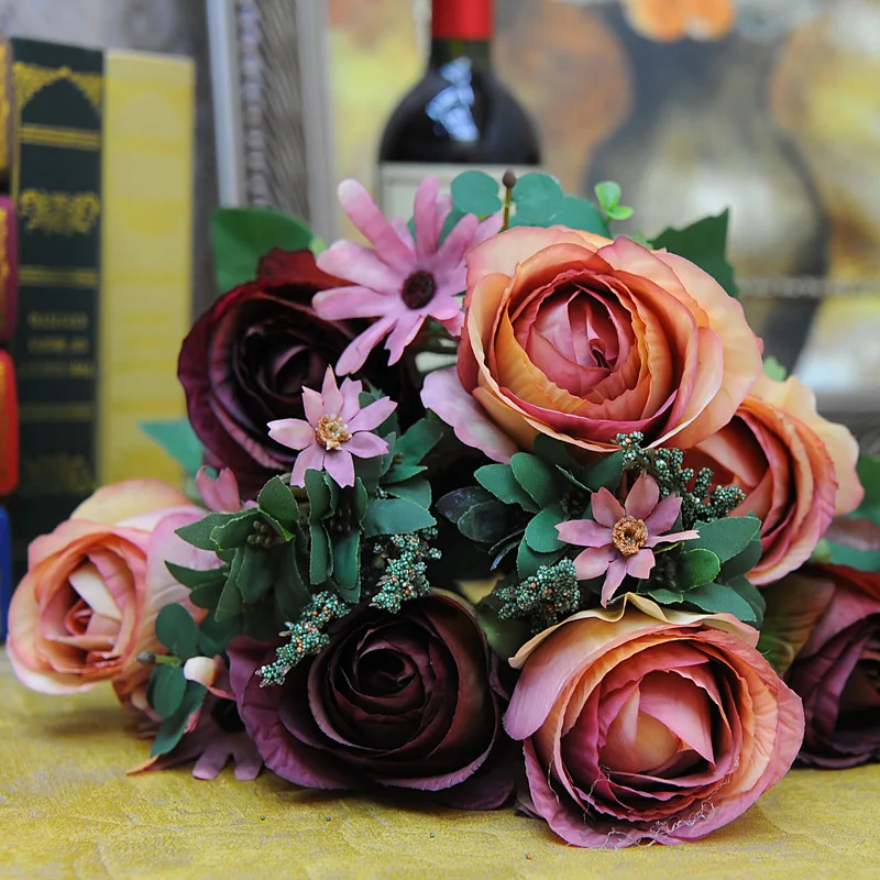 US house house modern-vintage European and American sweetheart roses simulation flowers high-end home decorations, home accessor