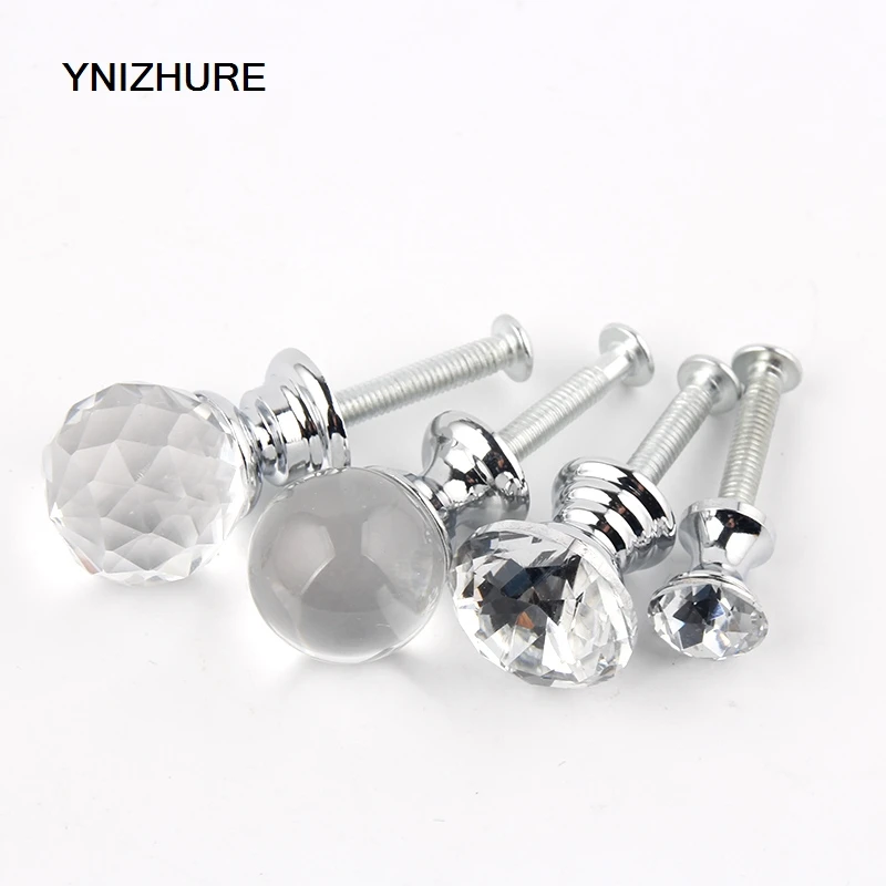 10PCS 17mm/20mm Transparent Crystal Glass MINI Small Handle Furniture Jewelry Box Knob Drawer Cabinets Furniture Kitchen