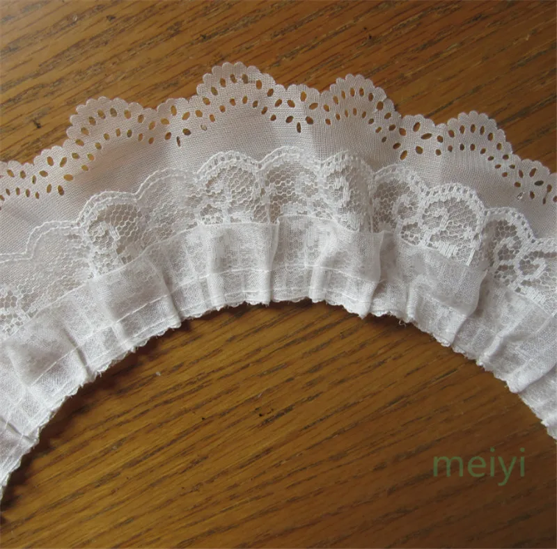 5 ياردة الأبيض 3-layer مطوي الأورجانزا شريطة من الدانتيل تجمع شبكة النسيج اليدوية DIY بها بنفسك فستان الزفاف الدانتيل تقليم الخياطة الحرفية
