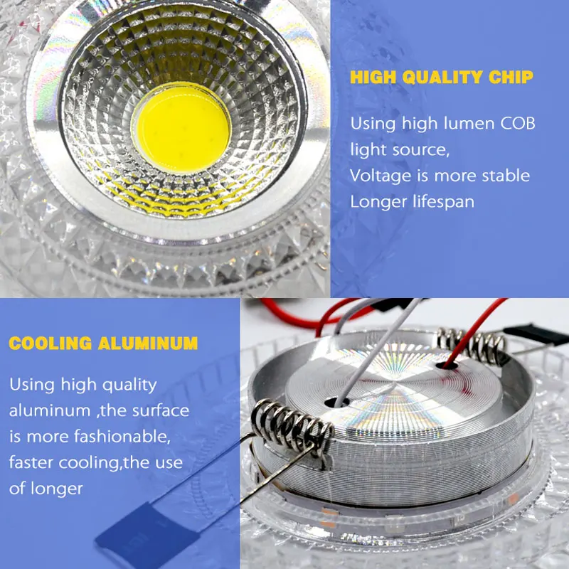 COB LED Downlight Colorful Panel Light RGB 3W 110V 220V Recessed Lamp Fixture For Halogen Lamp Decoration Purple Spot light