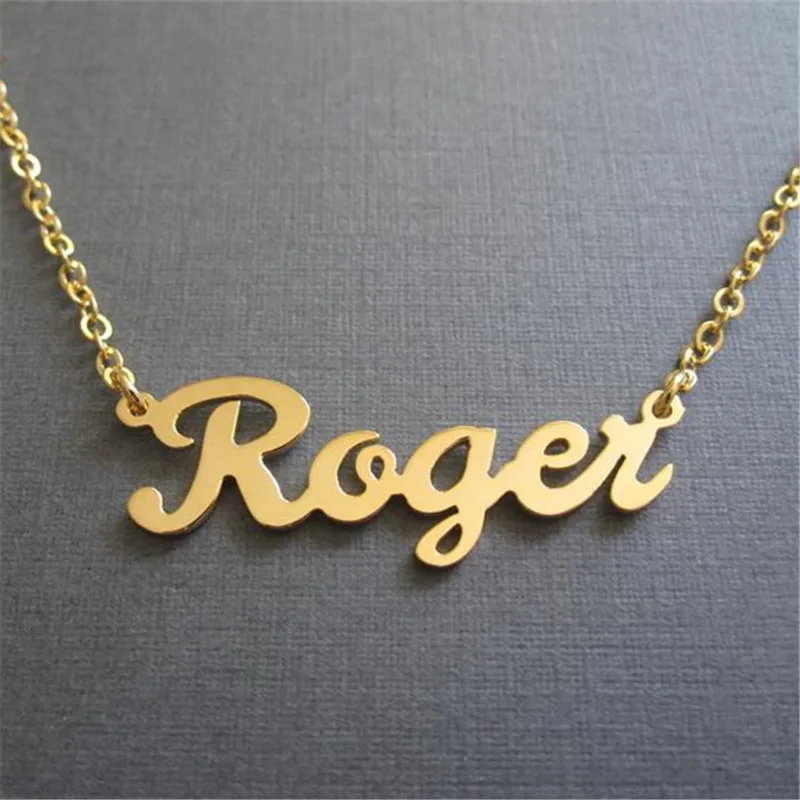 Personalized Custom Name Necklace Script MT Bold Font Initial Letter Pendants Custom Jewelry For Bridesmaid Gift