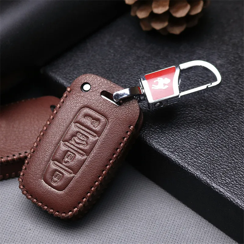 Real Leather Men Remote Car Key Cover Case For Kia K5 K3 Carens Shuma Sorento Sportage R Mohave 2017 Rio 3 K2 Key Chain Holder