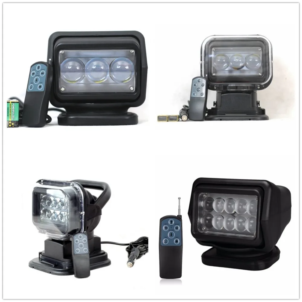 

LED Marine Remote Control Search Light Offroad Truck SUV Car Boat Spotlight 50W 60W Black White