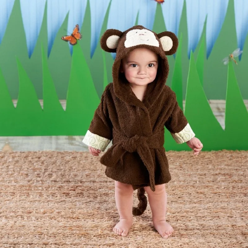 

Monkey Newborn Bathrobe Brown Baby Bath Towels Children Hooded beach towel Newborn Blankets Hoodie Bathing Towel wrap envelope