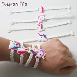 유니콘 파티 테마 고무 팔찌 팔찌 열쇠 고리, 생일 파티 장식 어린이 호의 팔찌 Unicornio 파티 용품