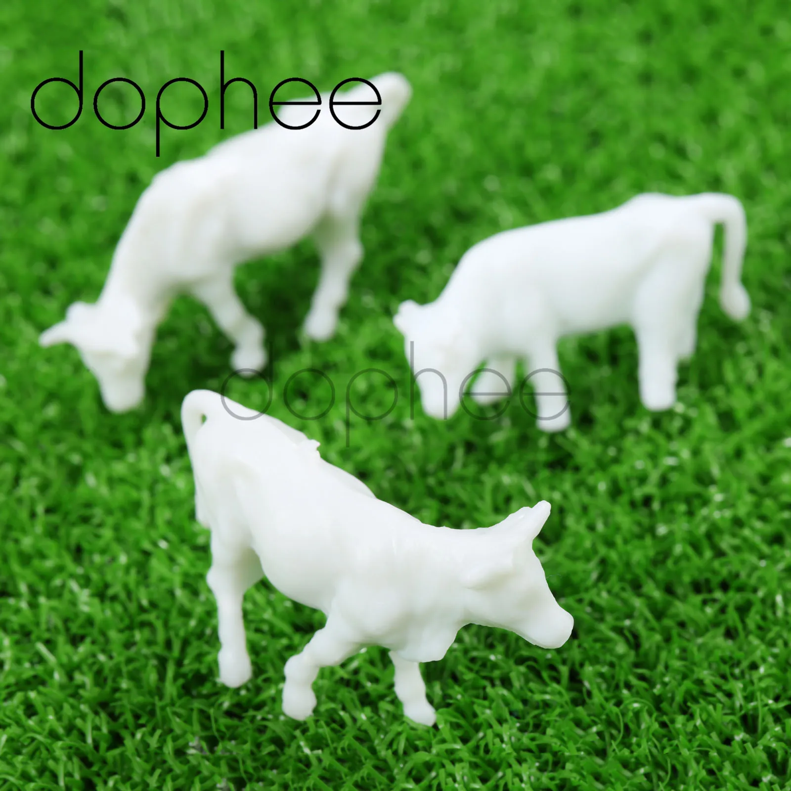 dophee 100pcs Scale 1:87 Unpainted White Plastic Farm Animals Cows for Model Agricultural Park Countryside Landscape Layout