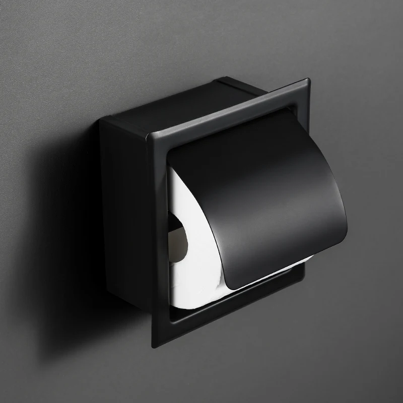 Imagem -02 - Matte Black 304 do Banheiro do Higiênico Titular Rolo de Papel Tissue Box Wall Mounted Racks Titular Rolo de Papel Aço Inoxidável