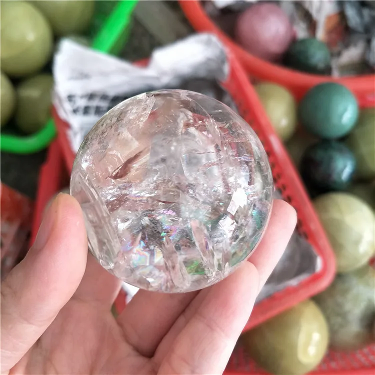 natural clear quartz crystal ball with beautiful cloudy 4-5cm healing crystal sphere dispel negative energy fengshui ball