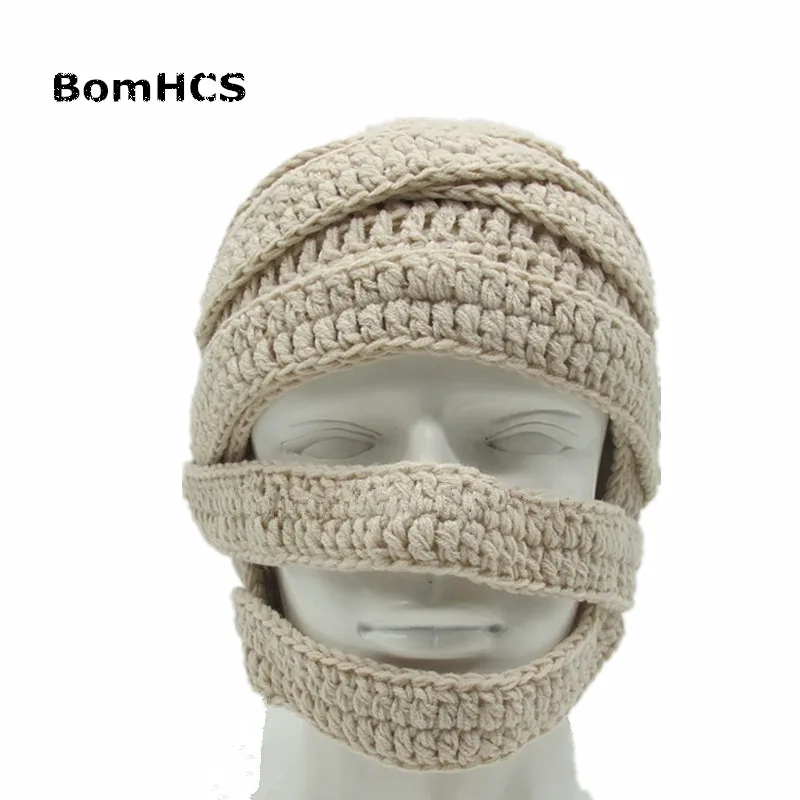 BomHCS Novetly Cool Zombie Mask Beanie Bandage 100% Handmade Knitted Funny Hat Cap