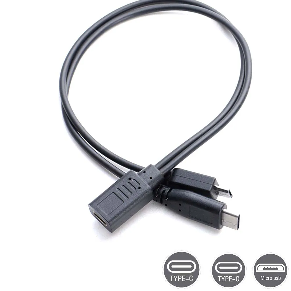 usb 3.1 Type C Female to Micro + type c Male Y Splitter extension Cable charger for phone  camera hard disk