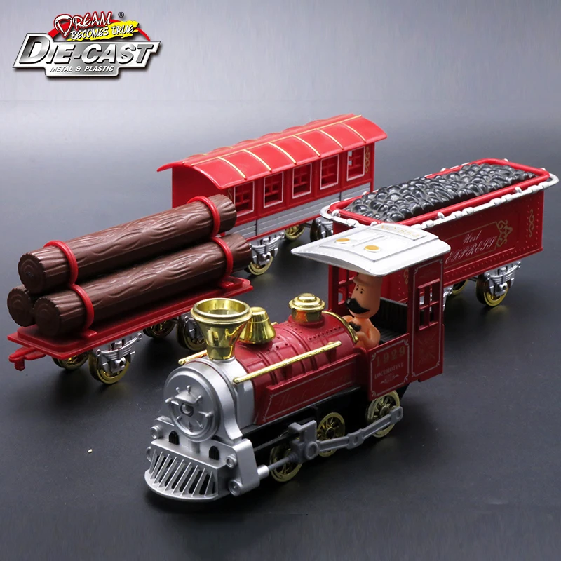 60CM Length Diecast Model Train Set, Metal Transport Vehicle, Alloy Toys For Kids As Gift With Pull Back Function/Music/Light