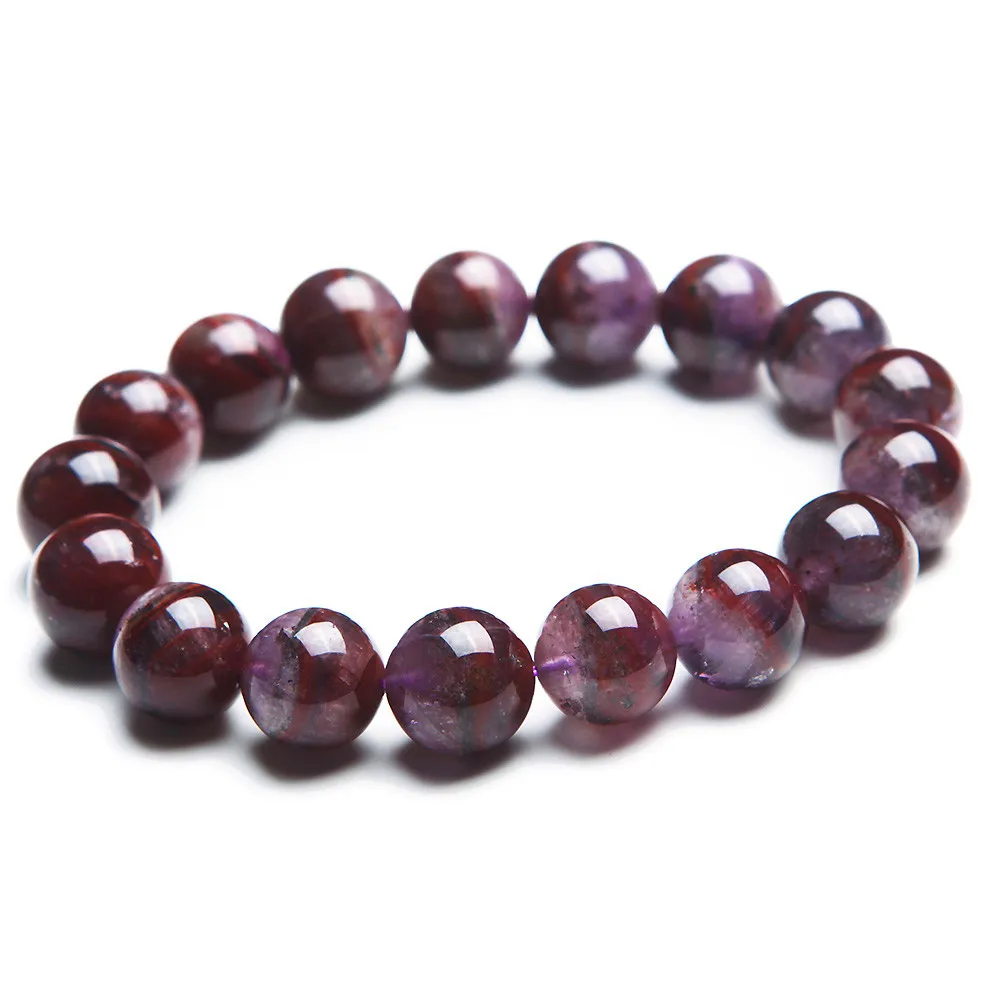 

12mm Natural Purple Red Auralite 23 Bracelet For Women Lady Men Healing Gift Crystal Beads Stone Gemstone Strands Jewelry AAAAA