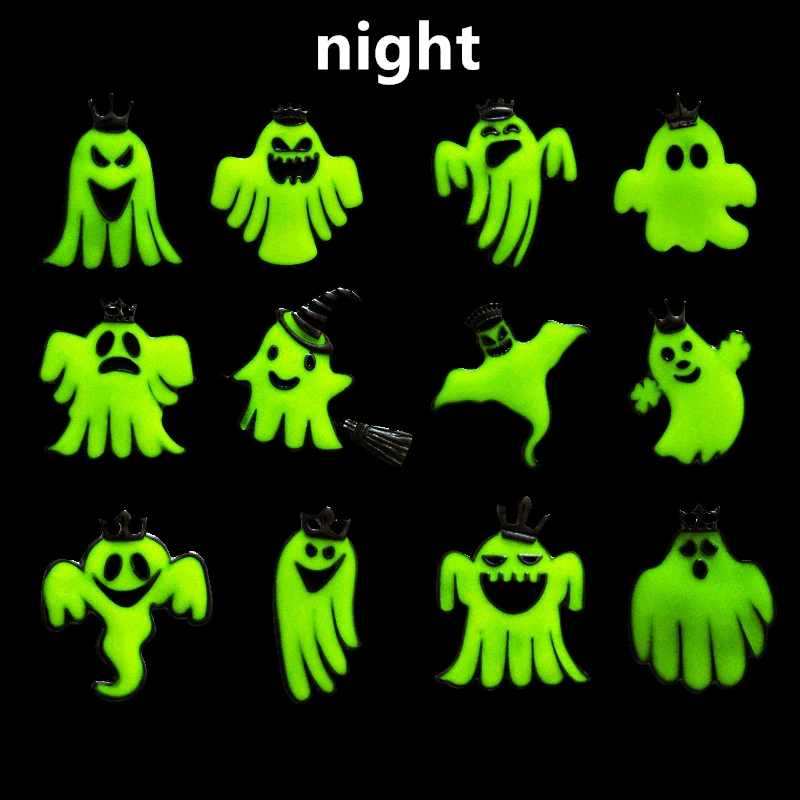 2020 New Halloween Luminous Ghost Brooches Skull Pin Sets Matel Enamel Collar Badge Pin Homme Broaches Clothing Hat Accessories