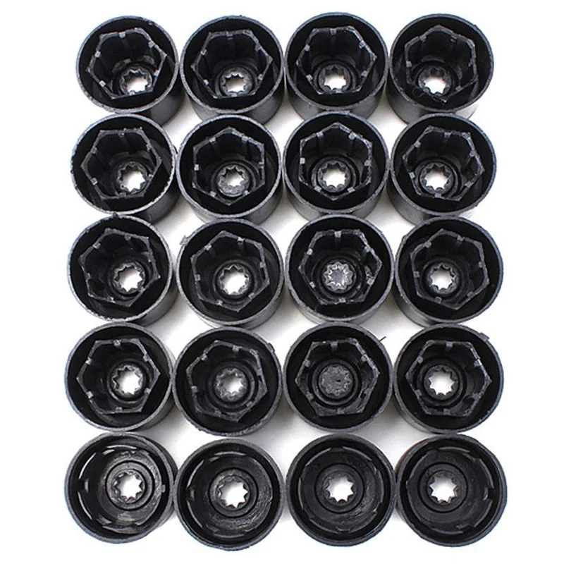 JX-LCLYL 20pcs 17mm Wheel Lug Nut Bolt Cap Dust Cover+Hook Kit For VW