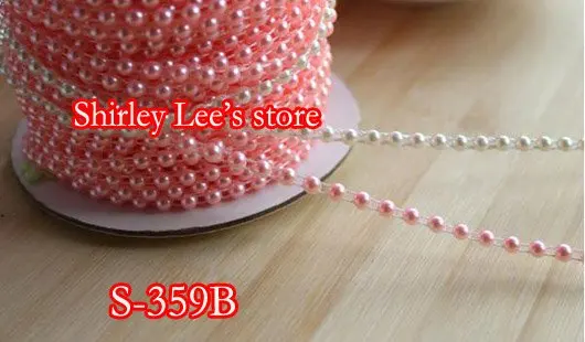 Wholesale--6 ROLLS (50 METERS/ROLL) X 4mm Half Round Flat Back Pearl Bead Trim  In White, Ivory, Pink