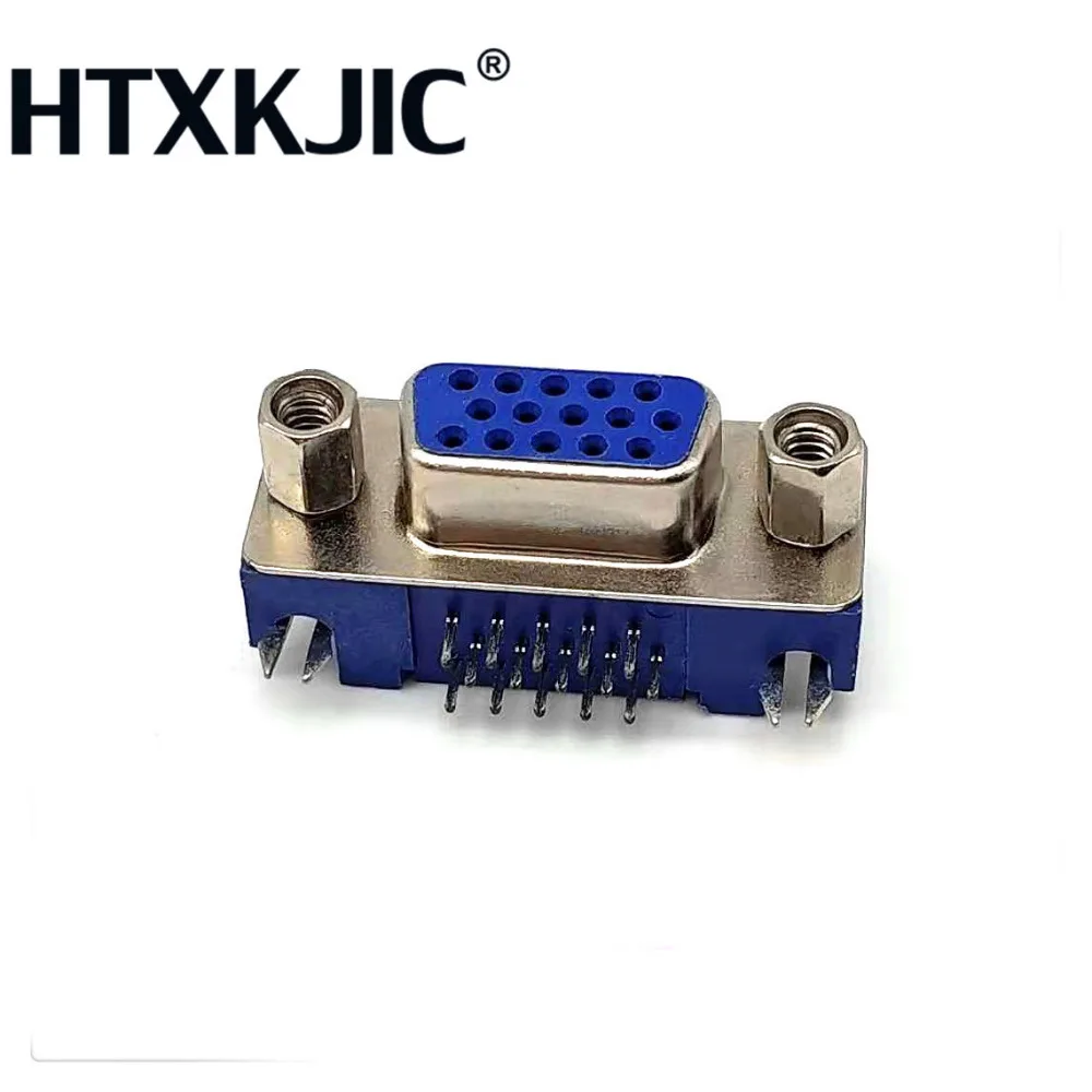 500 ピース DB15 DR15 3 行ブルーパラレルポート 15 ピン D Sub メス 15 方法 PCB 90 度コネクタ DB15 ソケットプラグ VGA アダプタ