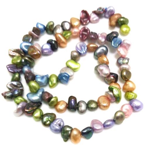 

16 inches 8-9mm Multicolor Side Drilled Natural Keshi Pearl Loose Strand