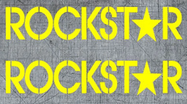 Rockstar الطاقة الشراب ملصق الدراجات النارية الجناح مرآة 15x7.5cm