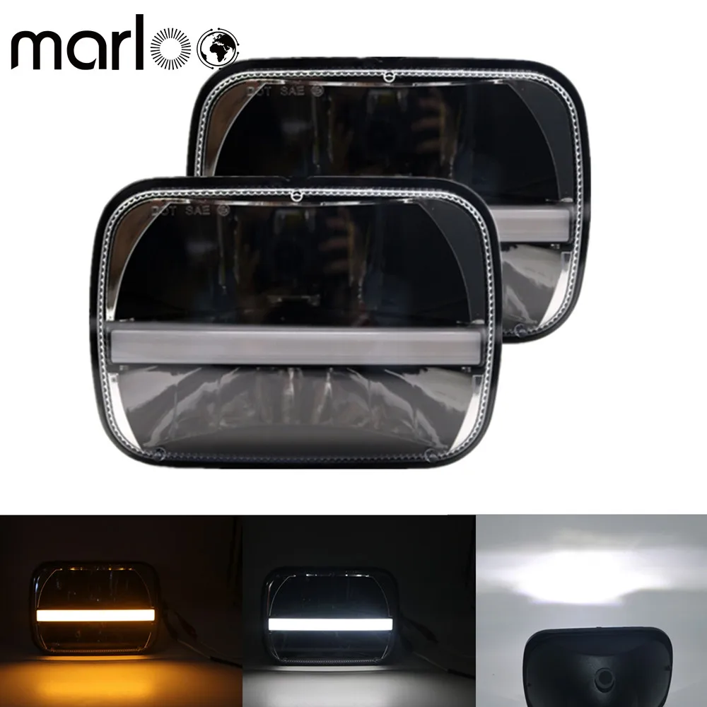 

2pcs 7X6 LED Headlight For Jeep Cherokee XJ Nissan Motorcycle 5X7 Projector DRL Amber Signal Light Sealed Beam Truck Headlamp