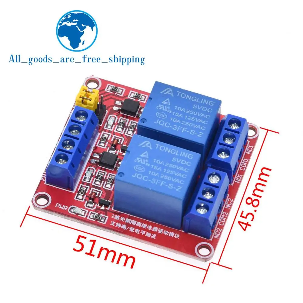 DIYTZT 1 2 4 6 8 Channel 5V 12V Relay Module Board Shield with Optocoupler Support High and Low Level Trigger for Arduino