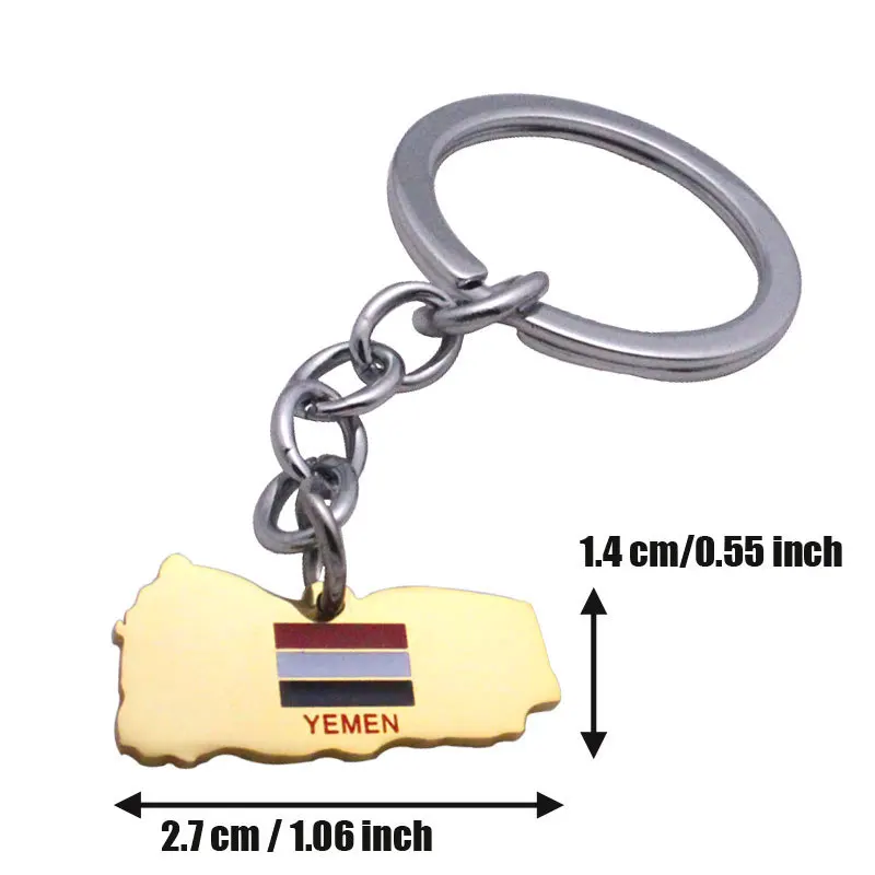 zkd yemen map yemen flag key chain stainless steel key ring