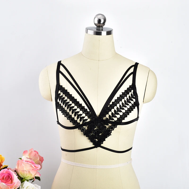 

2018 New Hot Body Harness Elastic Body Cage Bra Gothic Bondage Top Chest Harness Studded Sculpting Garter Belts Crop Tops