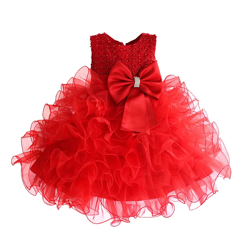 Amazing TUTU Style Girl Wedding Dress Pearls with Super Big Bow Kids Party Dresses for Girls roupas infantis menina 2-7 Years