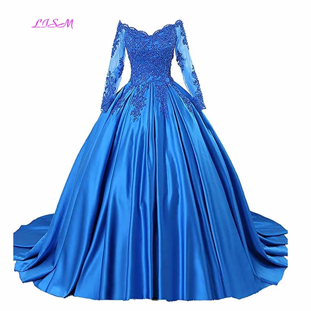 Abito da ballo di lusso abito Quinceanera borgogna con spalle scoperte Appliques abito da spettacolo maniche lunghe Puffy Plus Size abiti da ballo formali