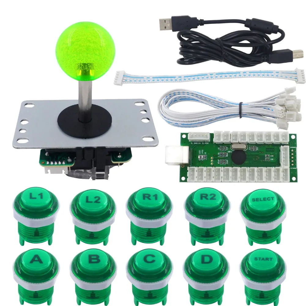 SJ@JX Arcade Game DIY Kit Controller Mechanical Keyboard Switch LED Button Fighting Joystick Zero Delay USB Encoder PC