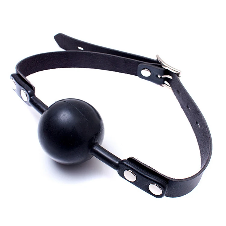 Size Large PU Leather Big Black Silicone Ball Gag Mouth Soft Mouth Plug Oral Fixation Mouth Gag Sex Toys Erotic Game For Couples