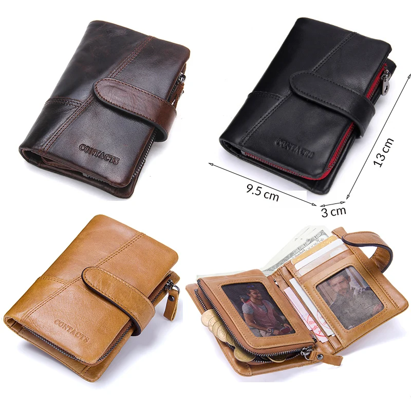 CONTACT\'S Top Quality New Arrival Genuine Leather Wallet Men Short Wallets Luxury Card Holder Price Male Purse Coin Bag Portmone