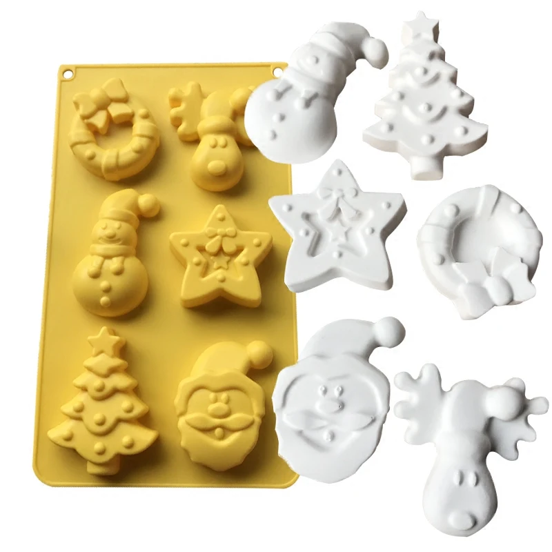 Mold Silicone Fondant Molds Mould Silica Gel Mold Elk Snowman Santa Claus Bells Christmas Tree Aroma Stone New Year Christmas