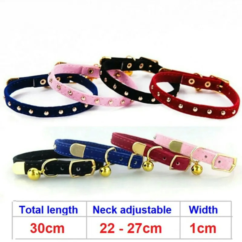 Pet Dog Collar Lovely Product Adjustable Soft Flocking Dog Bell Collar For Small Cat Medium Dog Puppy Chihuahua Collar YS0031