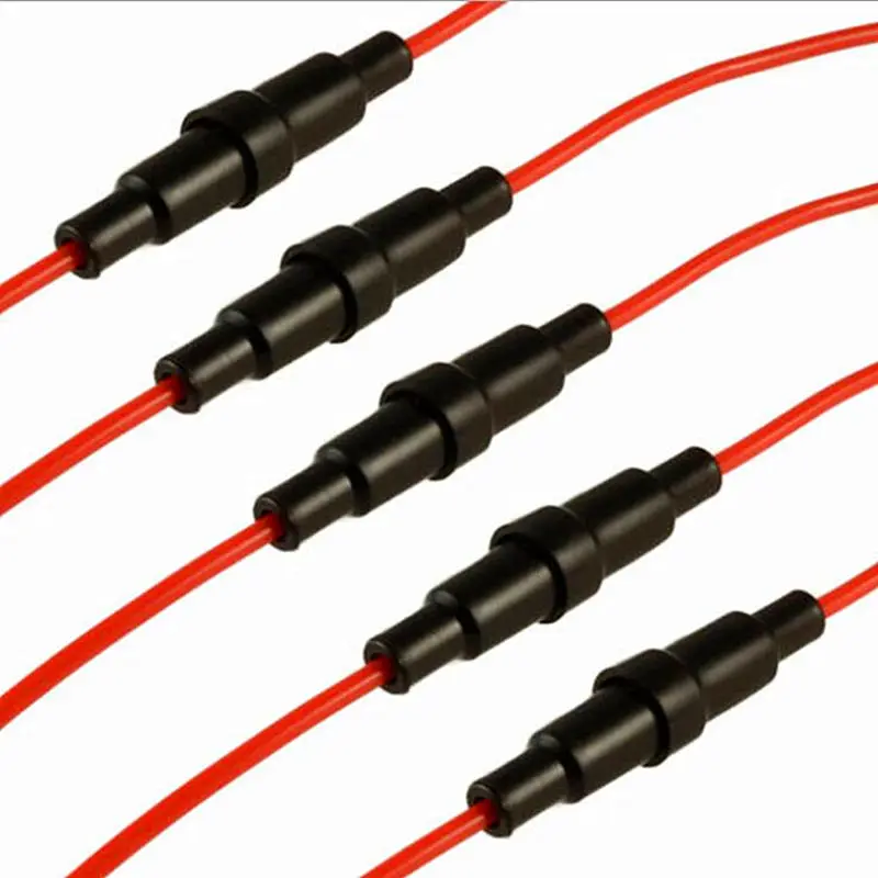 10PCS 5*20MM Glass Tube Fuse Holder Screw Type Quick Blow 5X20MM Fuses with 22 AWG Wire 250V for Car