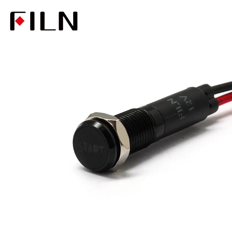 FILN 8mm Car dashboard Start tag symbol led red yellow white blue green 12v led indicator light with 20cm cable