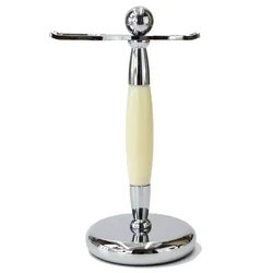 Dscosmetic white metal shaving brush stand safety razor holder