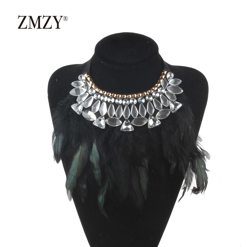 ZMZY Elegant Fashion Statement Necklace New Latest Design Choker Feather Necklaces & Pendants Women Bijoux Jewelry